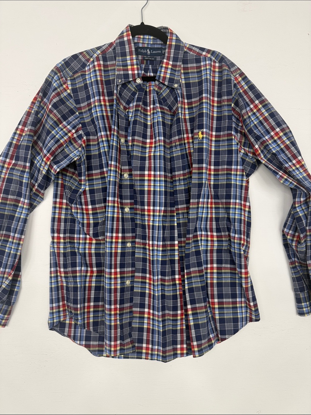Ralph Lauren Men’s Navy Red Yellow Plaid Button-Down Shirt